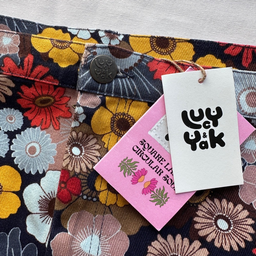 LUCY AND YAK Plus Size Retro 70s Vintage Inspired Floral Mini Skirt US 28